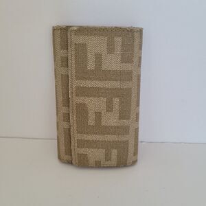 Fendi 6 Ganci Pu/Kaki Zucca Key Case Wallet Hooks Canvas Leather Wallet Folding